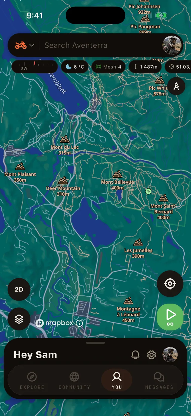 The Basemap layer on the Aventerra map, full phone screen