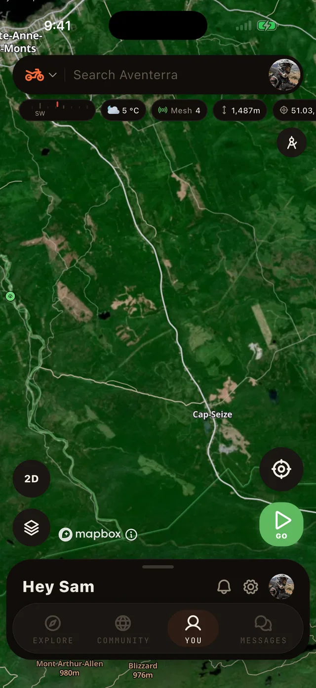 The Recent Satellite layer on the Aventerra map, full phone screen